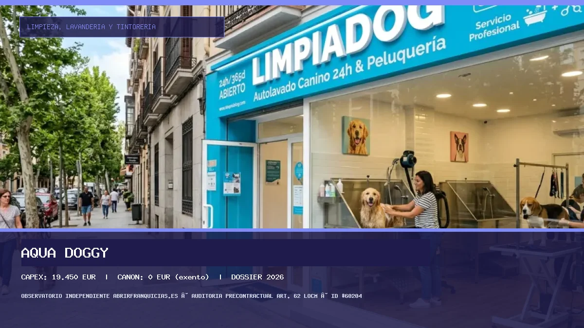 AquaDoggy vs LimpiaDog: Comparativa de Inversión, Cánones y Rentabilidad en Autolavado Canino [2026] (Aqua Doggy - 19.450 €)
