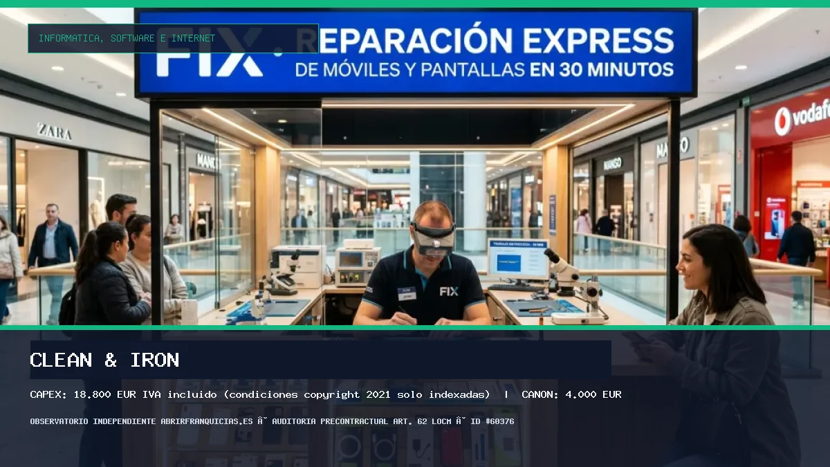 Franquicia CLEAN & IRON: Inversión, Canon, Requisitos y Rentabilidad [2026]