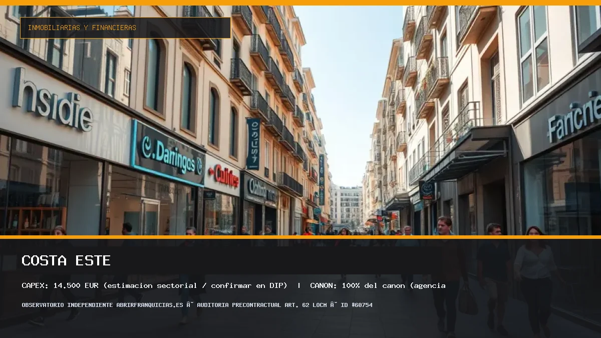 Franquicia Costa Este: Inversión, Condiciones, Requisitos y Análisis [2026] (Costa Este - 14.500 € (estimación sectorial / confirmar en DIP))
