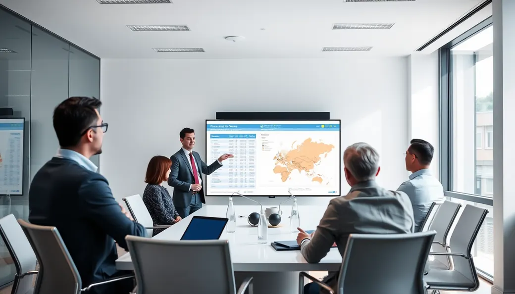 Consultores de franquicias presentando el plan de viabilidad y mapa de expansión territorial