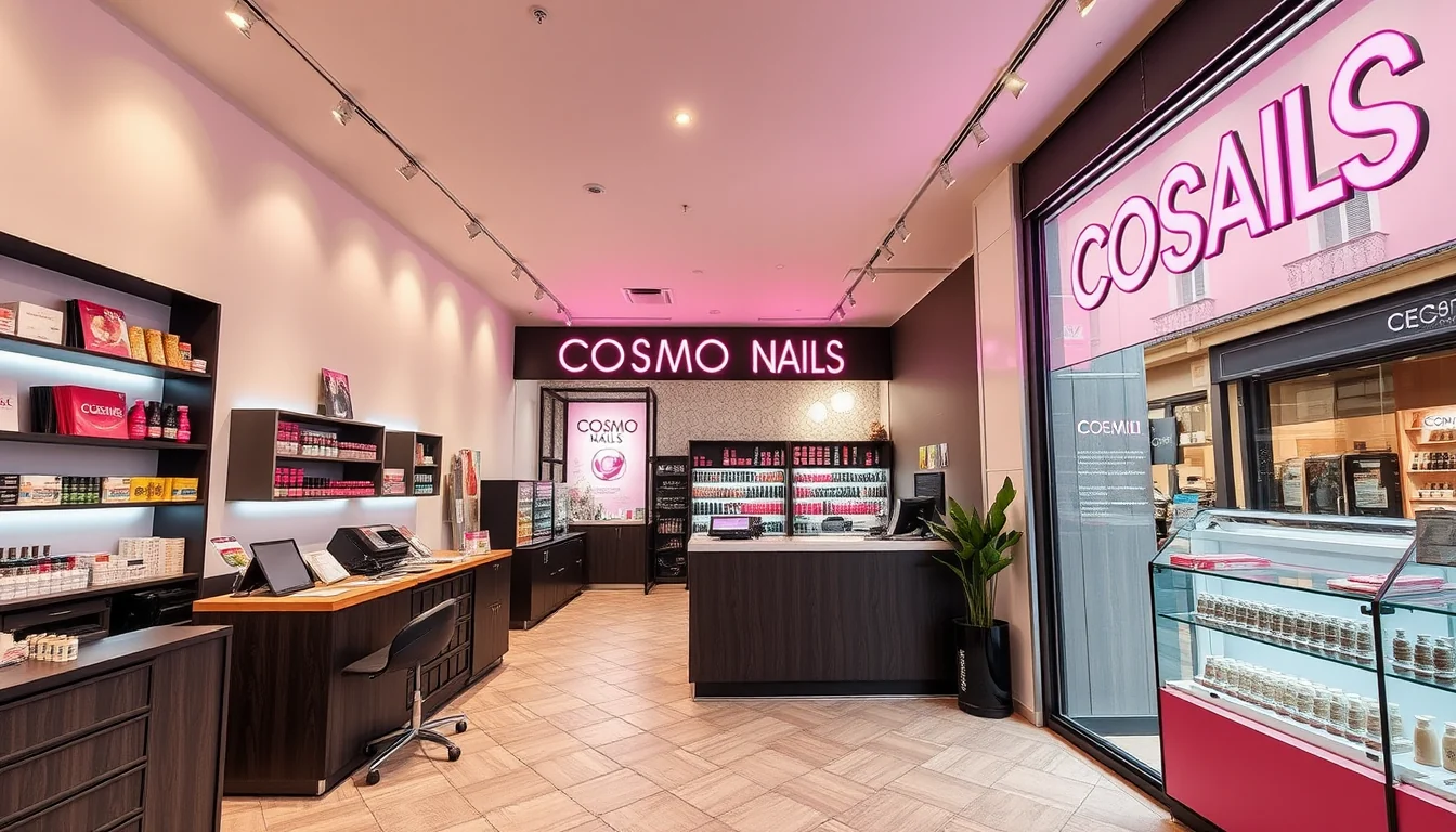 Técnicas de uñas realizando manicura semipermanente en el interior de salón Cosmo Nails