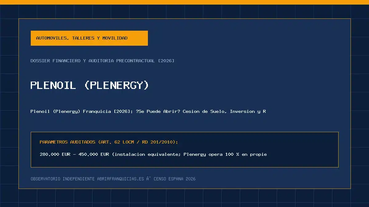 Plenoil (Plenergy) Franquicia [2026]: ¿Se Puede Abrir? Cesión de Suelo, Inversión y Rentabilidad
