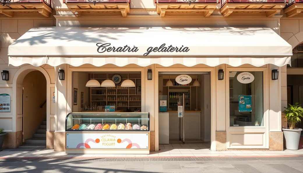 Franquicias de heladerías y yogurterías en España: local luminoso con terraza y vitrina de helados